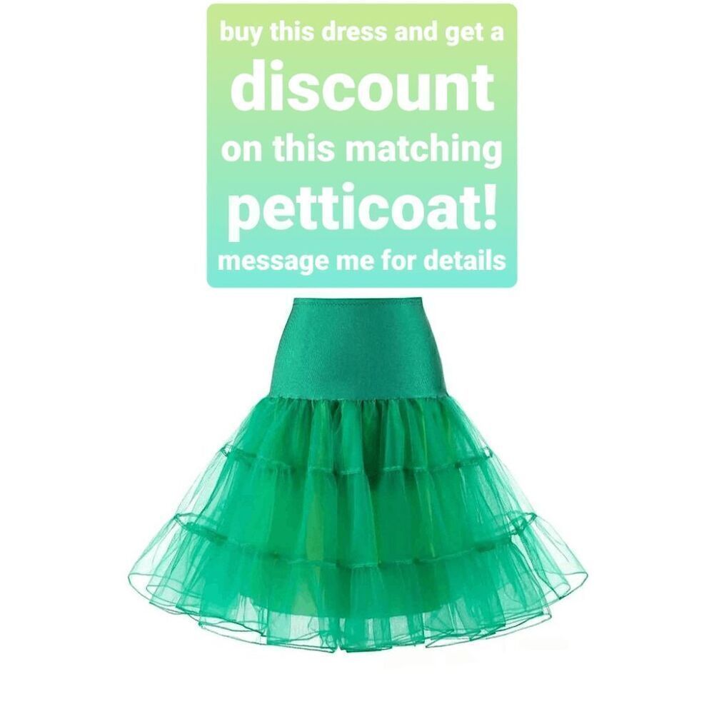 💚 NWT Pinup Retro Vintage 1950s 60s Swing Cocktail Green Rockabilly Dress SIZE - Picture 10 of 16
